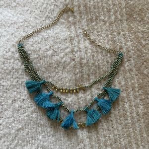 Blue Tassel Necklace